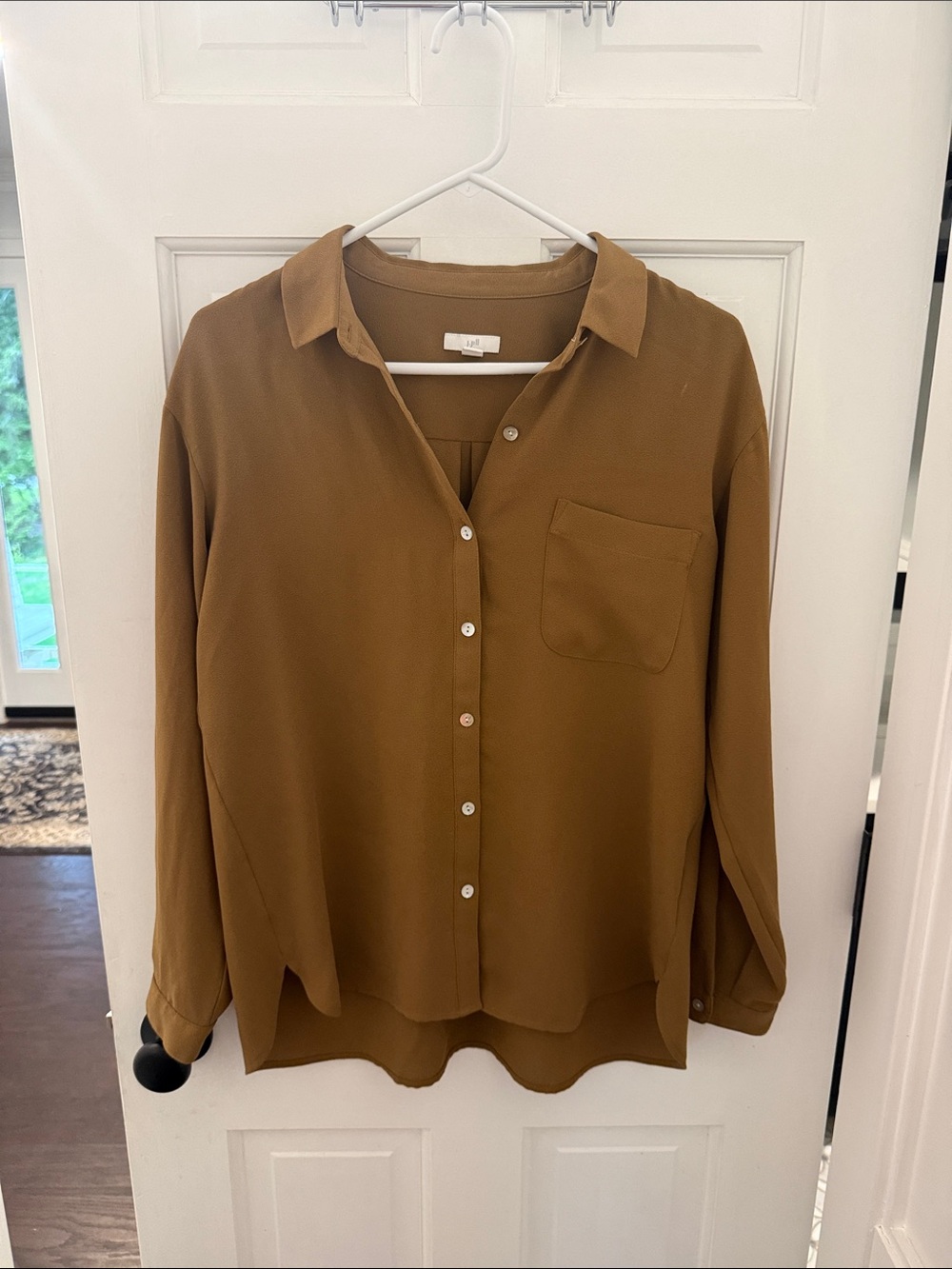 J. Jill Lightweight Button-Up Shirt in Camel